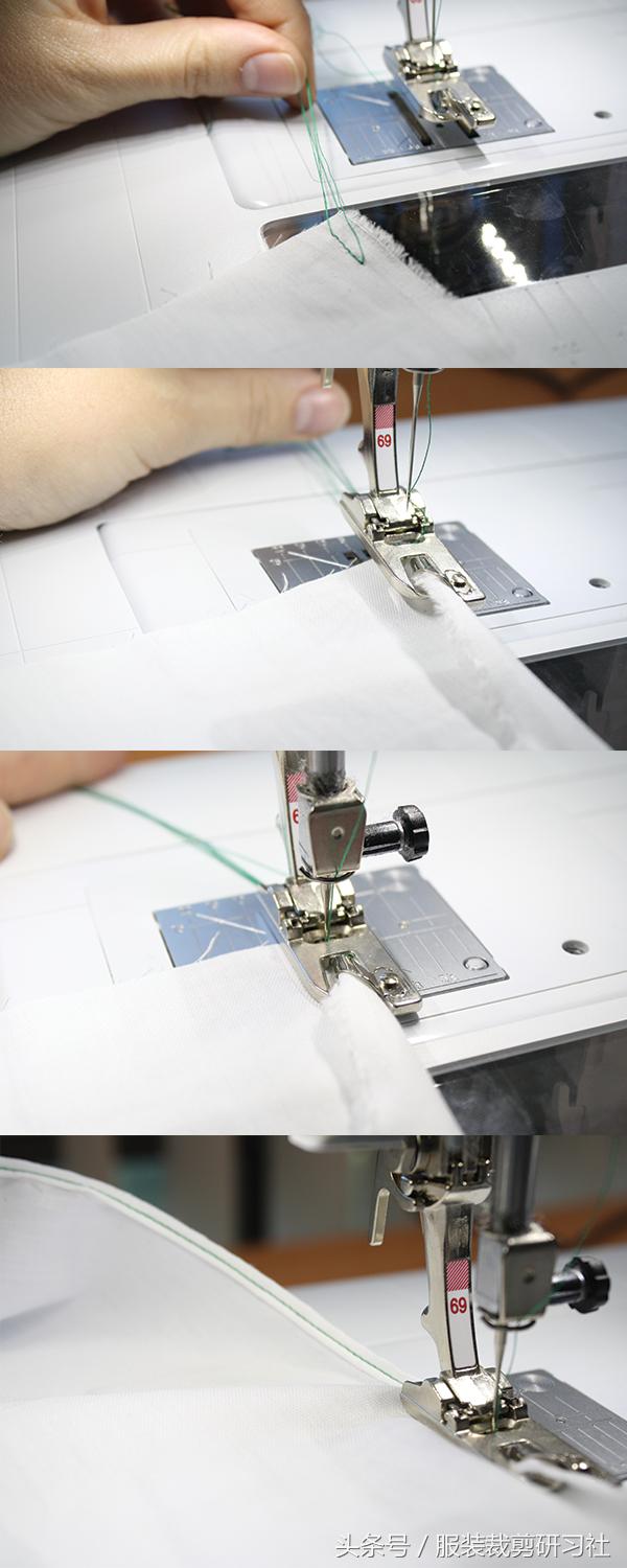 镂空下摆卷边技巧,荷叶边下摆卷边技巧