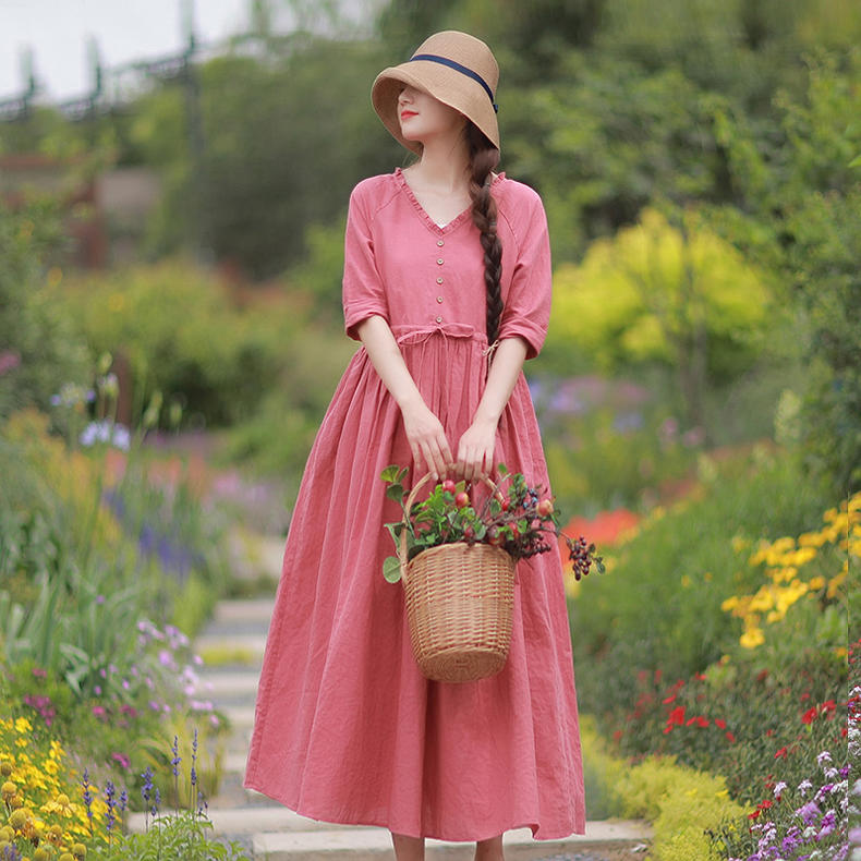 文艺棉麻裙，散发出大自然的味道