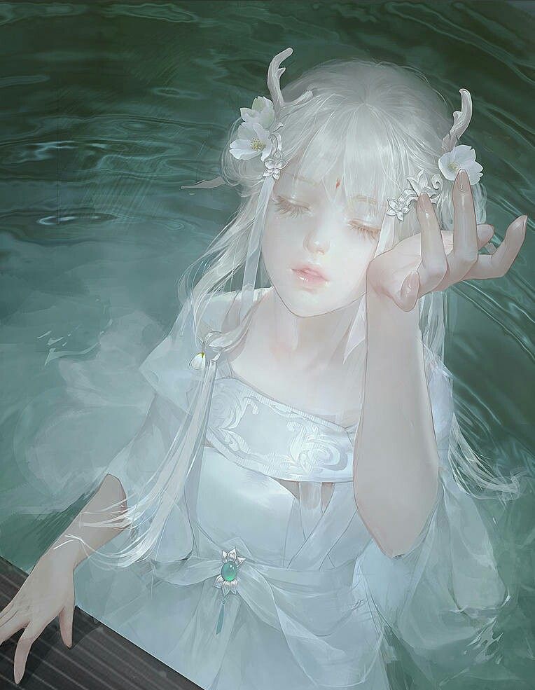 十二星座相对应的手绘白衣女子，各个仙气十足，金牛座是第一美人