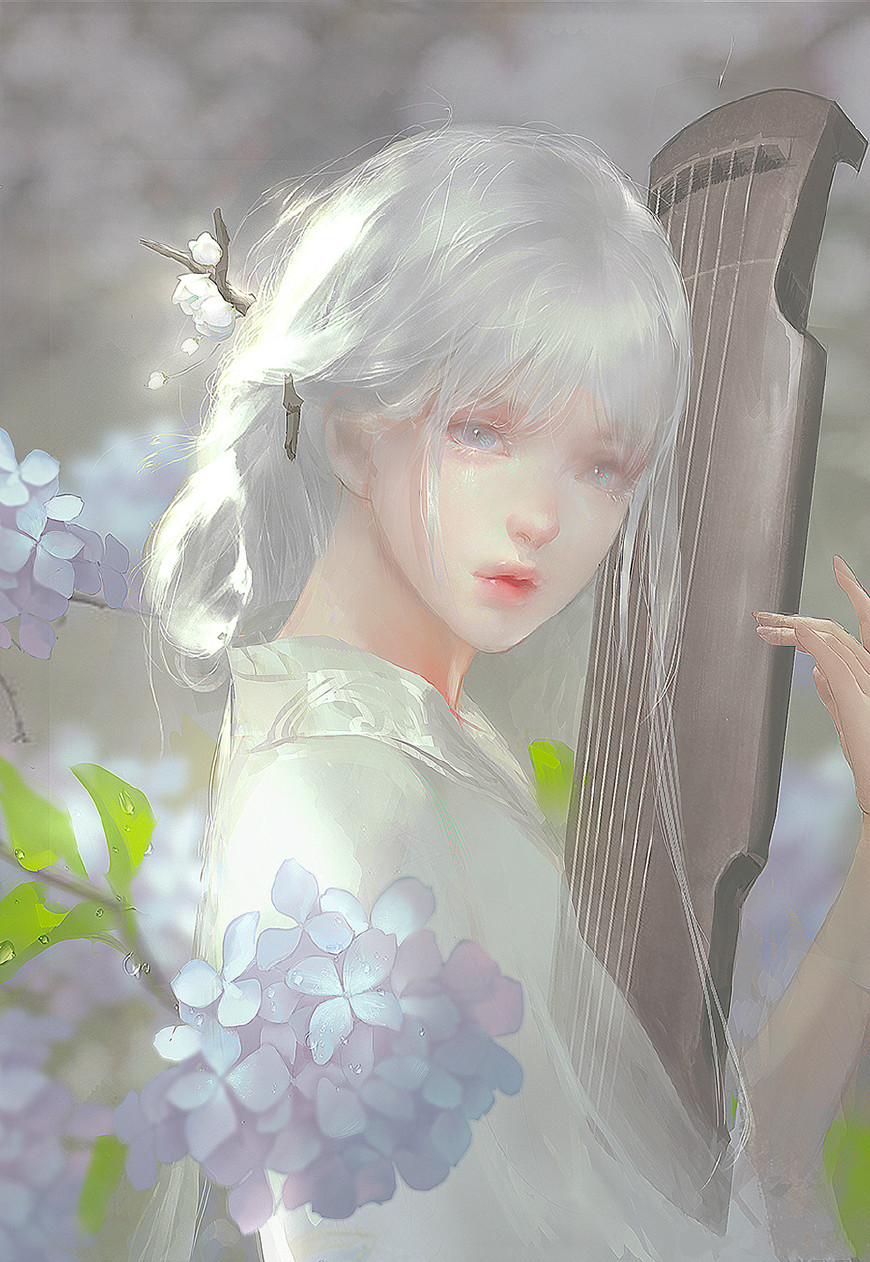 十二星座相对应的手绘白衣女子，各个仙气十足，金牛座是第一美人