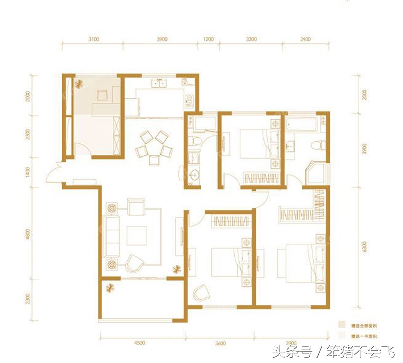 郑州中海锦苑130平米4室两厅,新锦园121平方户型图