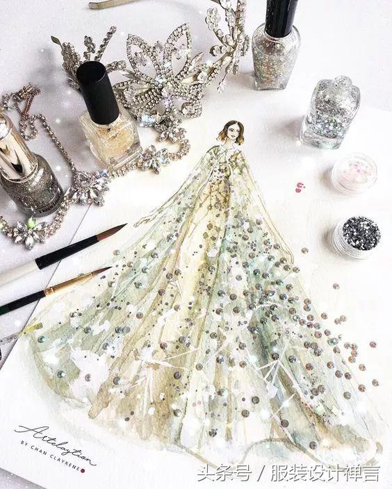 时装手绘｜用指甲油画出高定时装的新加坡女插画师ChanClayrene