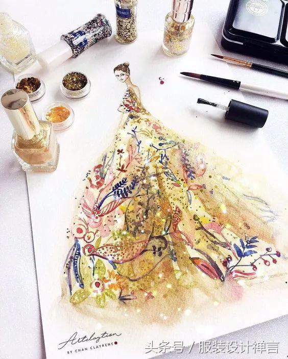 时装手绘｜用指甲油画出高定时装的新加坡女插画师ChanClayrene