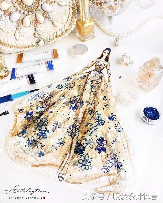 时装手绘｜用指甲油画出高定时装的新加坡女插画师ChanClayrene