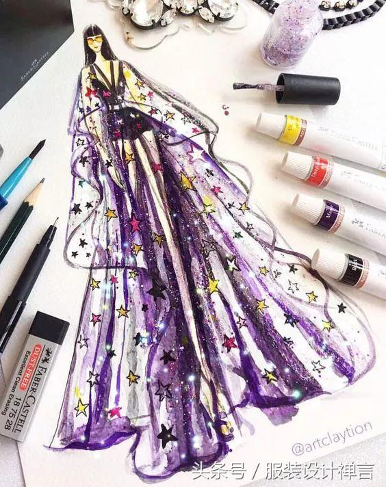 时装手绘｜用指甲油画出高定时装的新加坡女插画师ChanClayrene