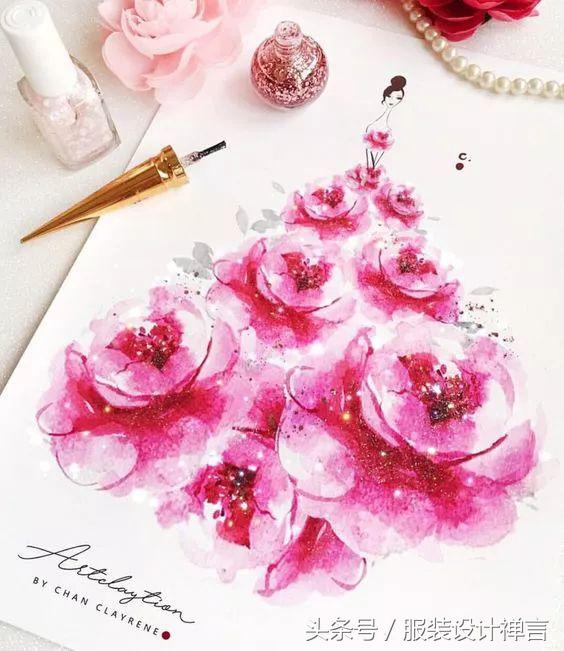 时装手绘｜用指甲油画出高定时装的新加坡女插画师ChanClayrene