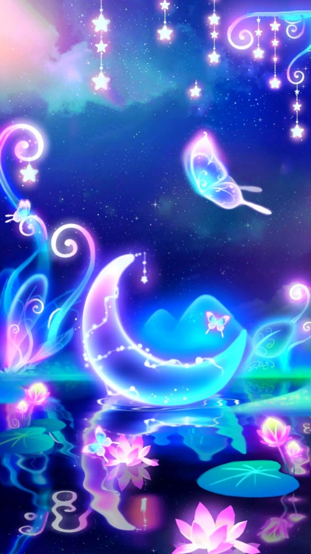 蝶恋花全屏手机壁纸图文,手机壁纸蝶恋花荧光闪耀太好看啦