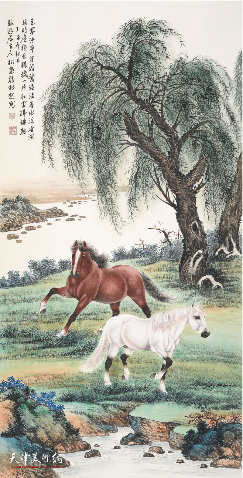 溥佐长卷百图作品,津门绘画八大家之一溥佐作品欣赏