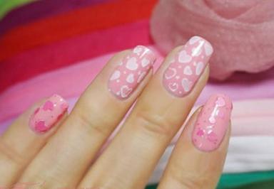 美甲图片网红款雪花粉美甲,简约彩绘贴纸美甲