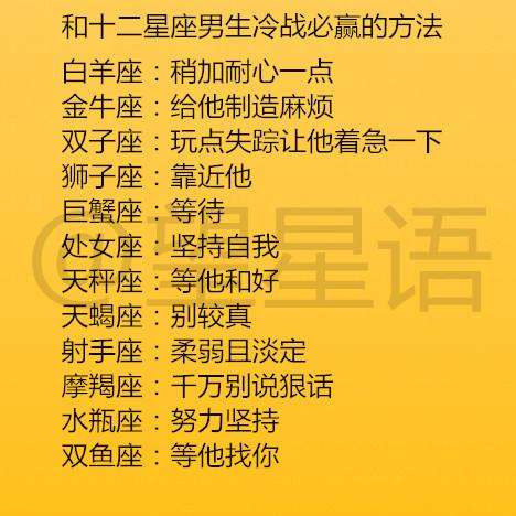 和十二星座冷战的下场,十二星座男冷战心理