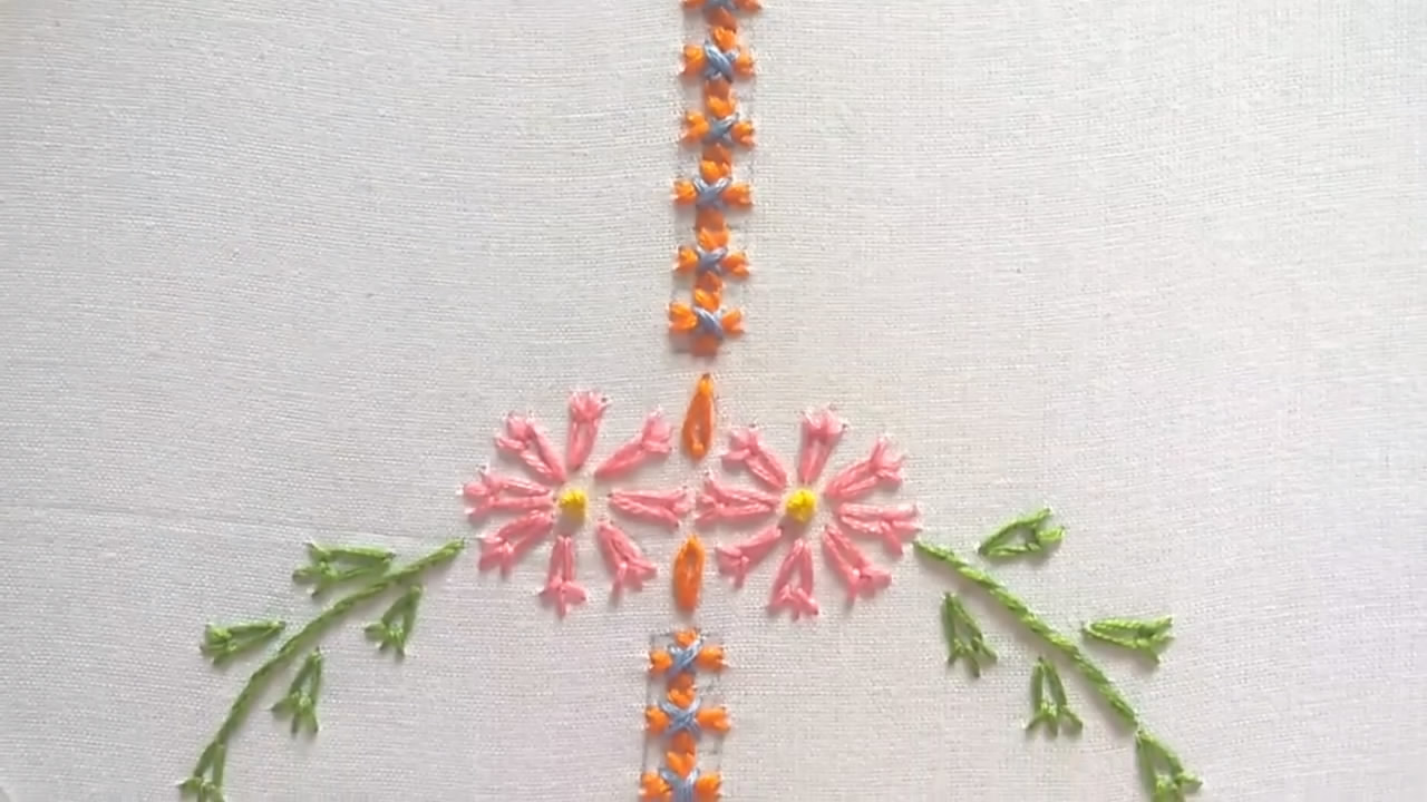 最简单刺绣花教程,刺绣教程简单图案花束