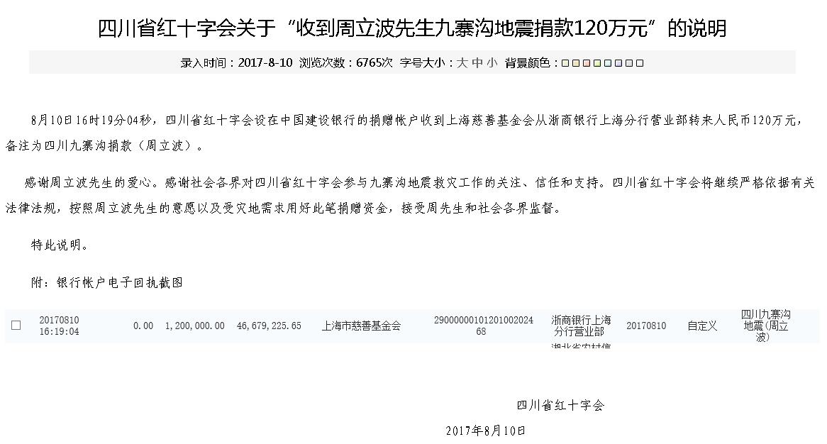周立波寿光捐款20万估算周立波胡洁基金会大致400-800万之间