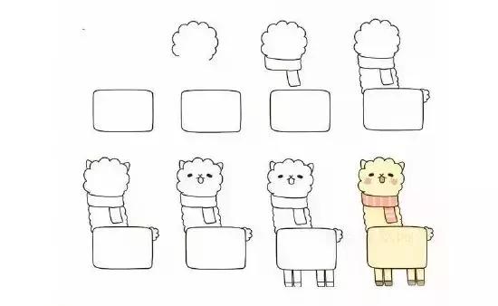 三角形和圆形画出简笔画,三角形圆形长方形正方形拼小动物