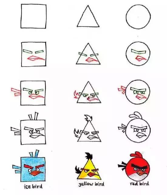 三角形和圆形画出简笔画,三角形圆形长方形正方形拼小动物