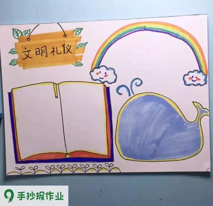 文明礼仪手抄报素材图片,用手抄报纸做文明礼仪手抄报