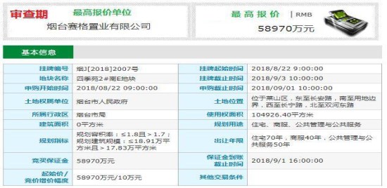 烟台9宗用地,烟台开发区五宗地块成交