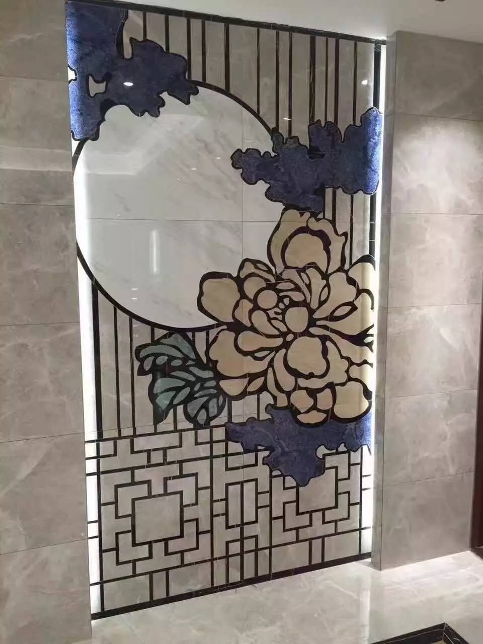 大理石水刀拼花客厅效果图,让人惊艳的水刀拼花图集