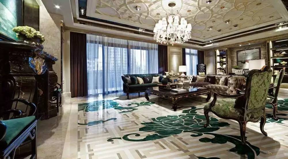 大理石水刀拼花客厅效果图,让人惊艳的水刀拼花图集