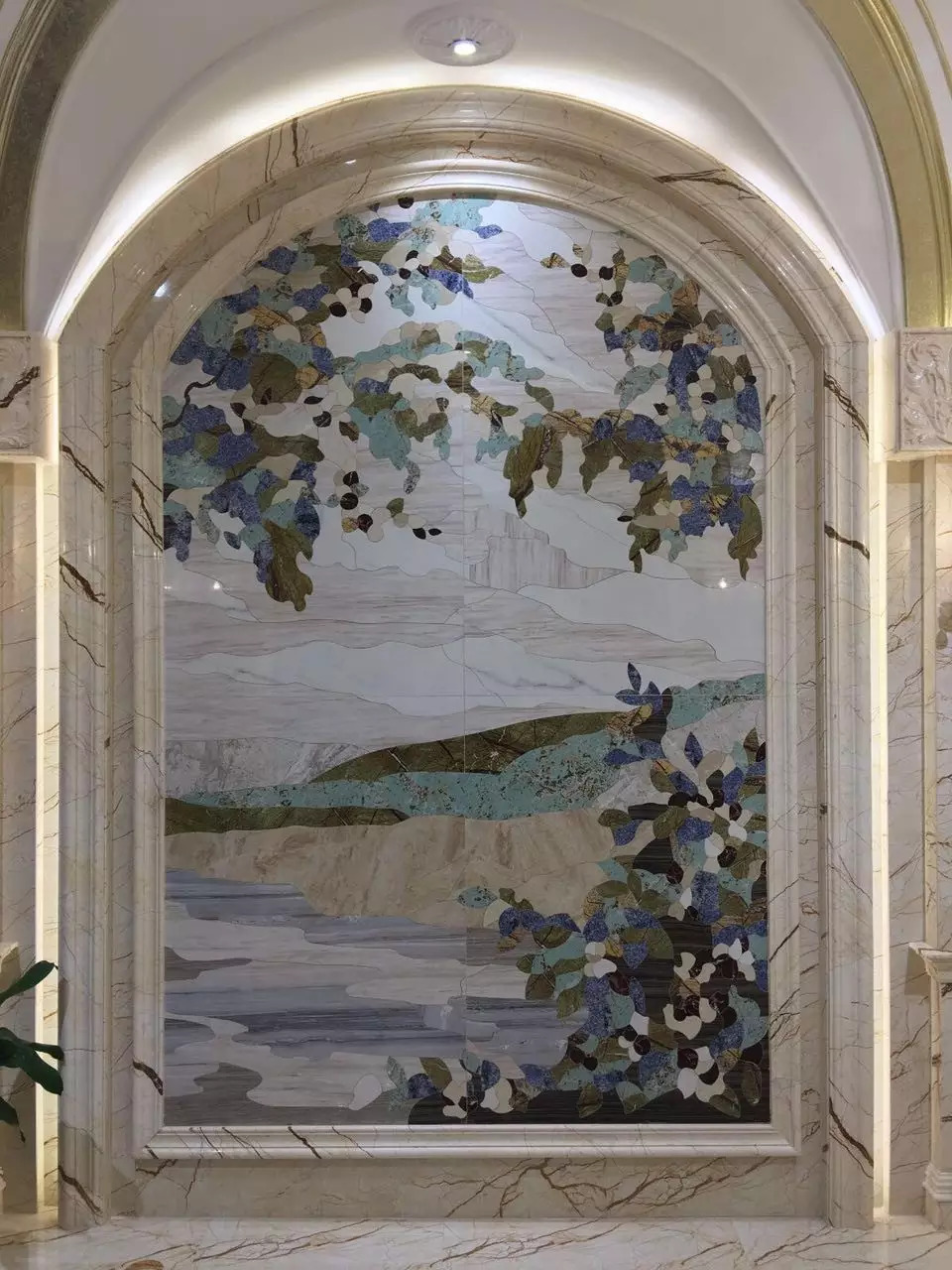 大理石水刀拼花客厅效果图,让人惊艳的水刀拼花图集