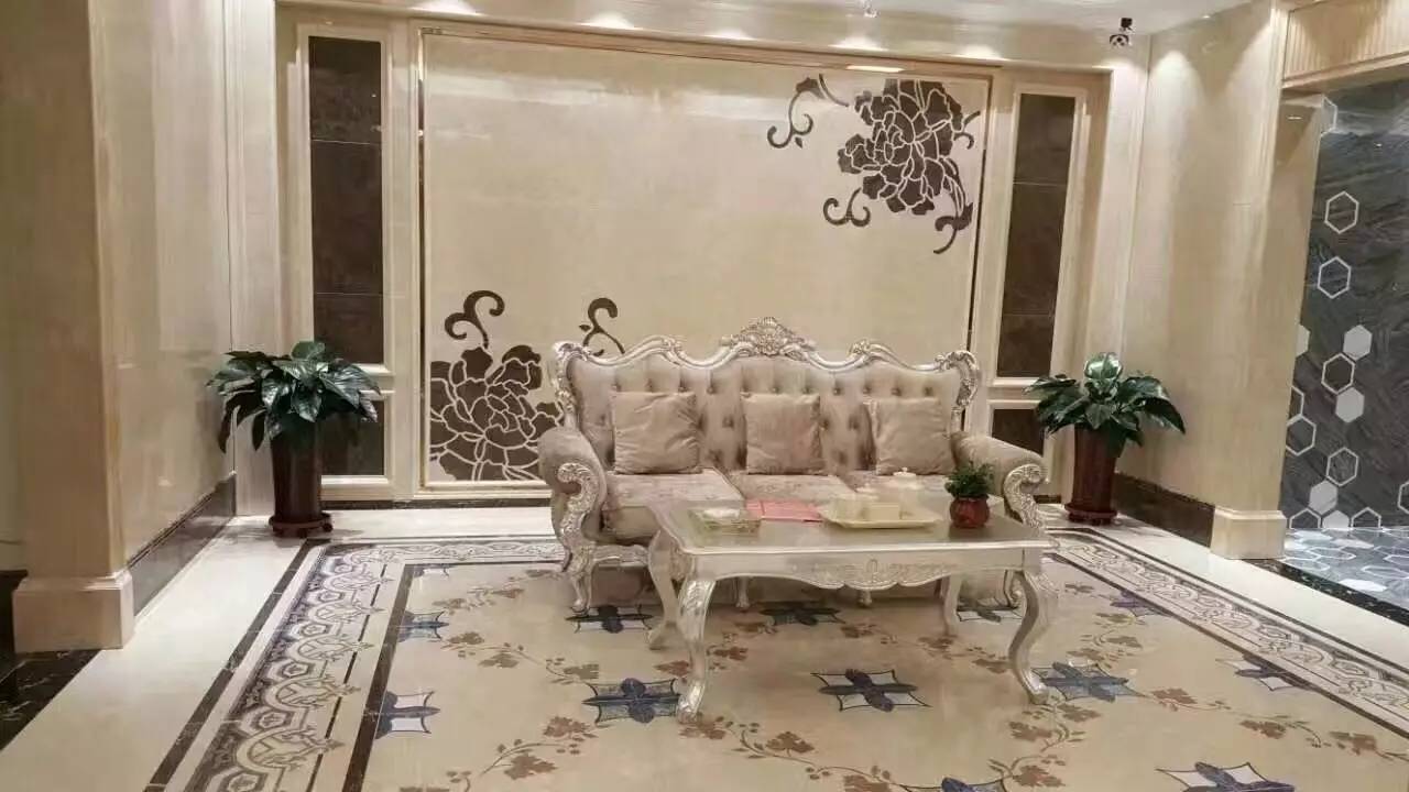 大理石水刀拼花客厅效果图,让人惊艳的水刀拼花图集