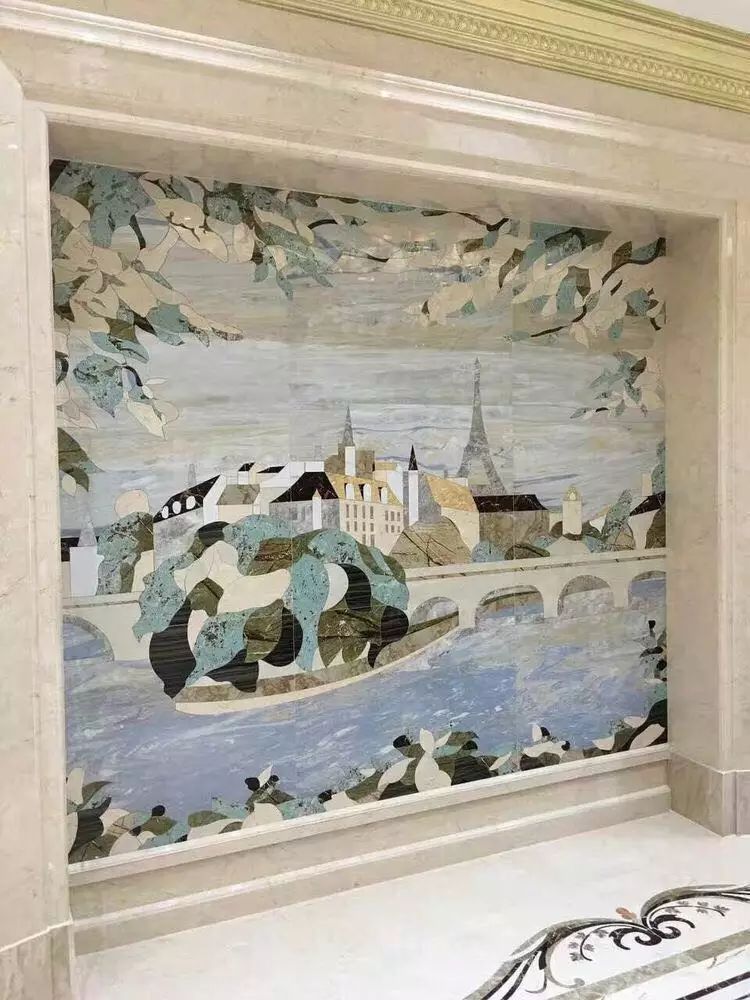 大理石水刀拼花客厅效果图,让人惊艳的水刀拼花图集