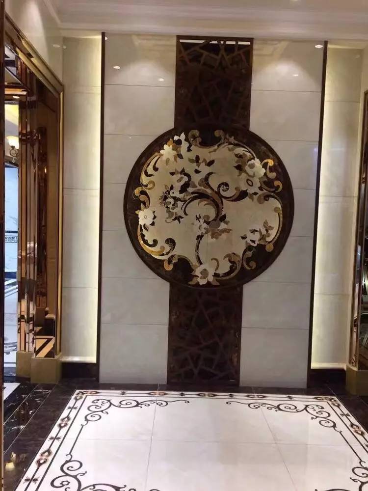 大理石水刀拼花客厅效果图,让人惊艳的水刀拼花图集