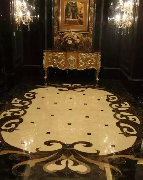 大理石水刀拼花客厅效果图,让人惊艳的水刀拼花图集