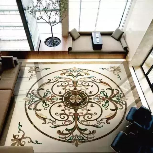 大理石水刀拼花客厅效果图,让人惊艳的水刀拼花图集