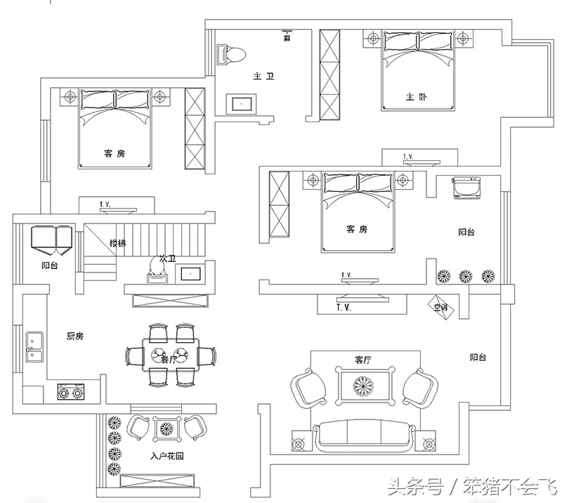 金鹏时代3居室,现代简约风格装修两房