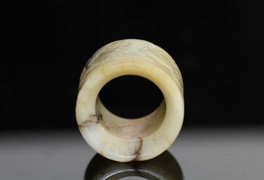 梵文玉扳指,竹刻玉扳指