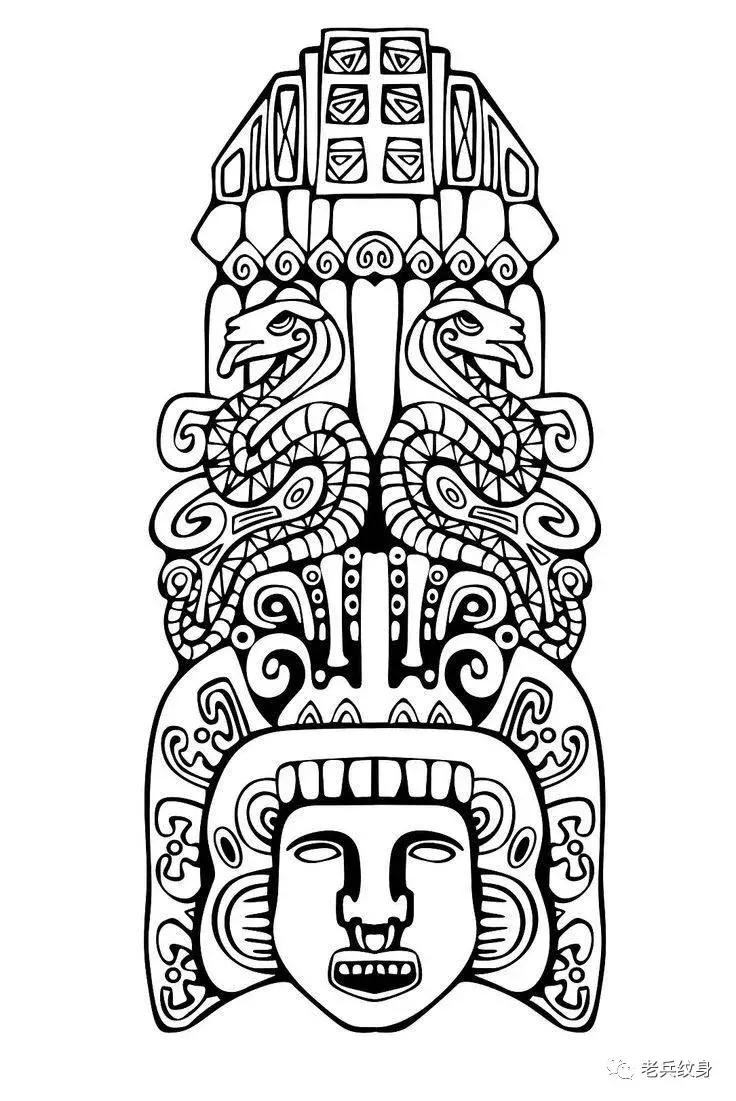 纹身玛雅图腾花臂图案大全,玛雅纹身图腾素材