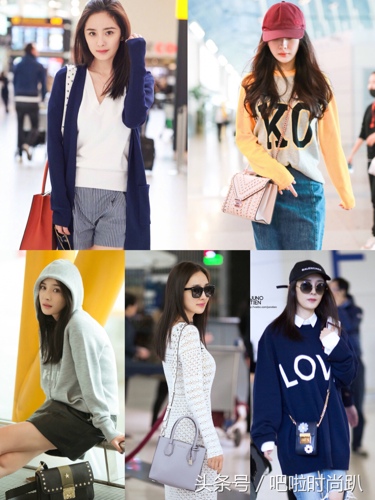 杨幂在机场的粉色衣服,杨幂近日的机场私服穿搭