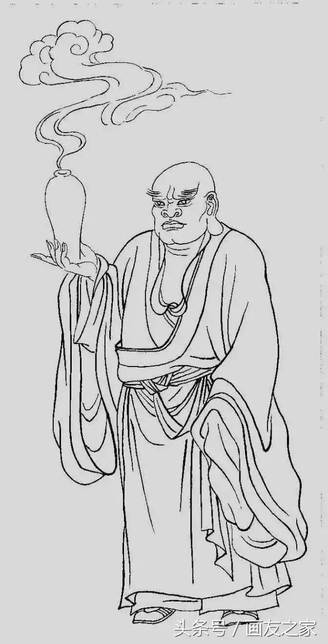 工笔画底稿十八罗汉图,工笔画罗汉图小作品