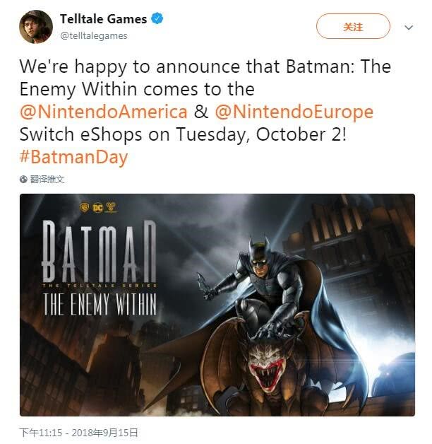 星游：《蝙蝠侠内敌》10月登陆NS《使命召唤15》豪华版卖900元