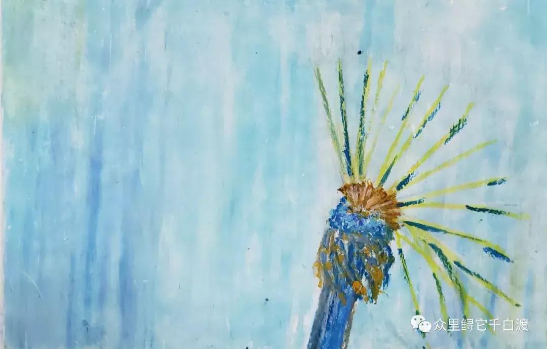 油画棒绘画入门零基础蒲公英,油画棒肌理蒲公英