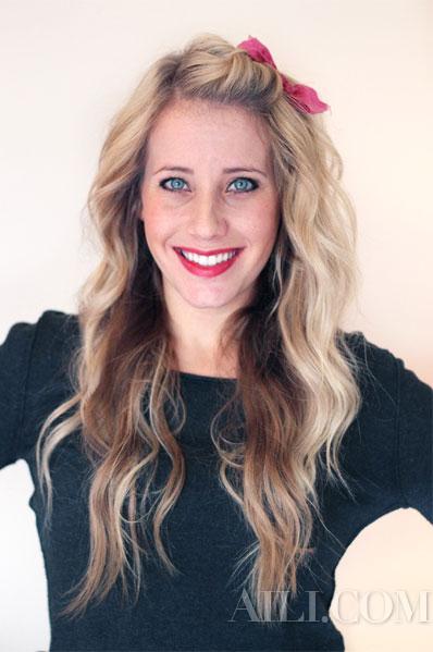 蝴蝶结发夹配什么发型,拜年时的蝴蝶结发夹发型