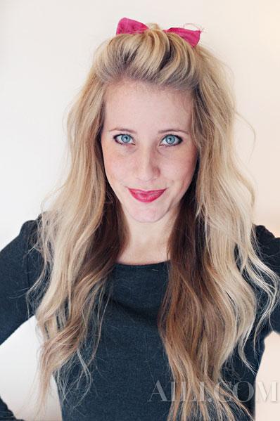 蝴蝶结发夹配什么发型,拜年时的蝴蝶结发夹发型