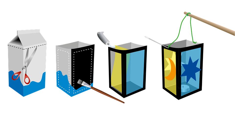 手工灯笼中秋节月饼盒制作小学,中秋节奶粉盒手工制作灯笼教程