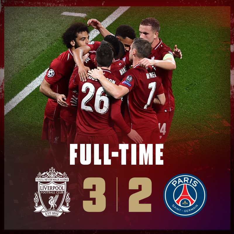 欧冠18-19利物浦输给了巴黎,巴黎vs利物浦欧冠推荐