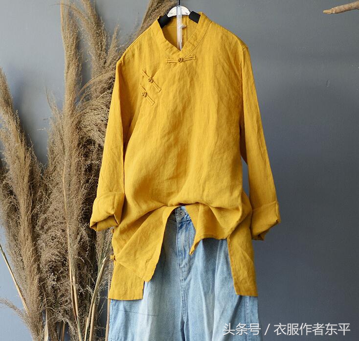 中式复古盘扣上衣中长款,改良中国风中式盘扣上衣