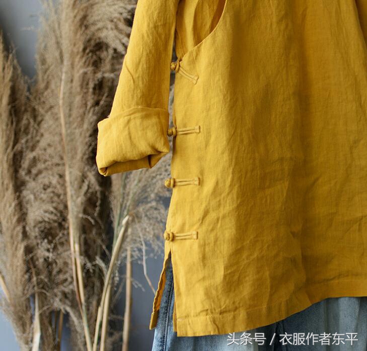 中式复古盘扣上衣中长款,改良中国风中式盘扣上衣