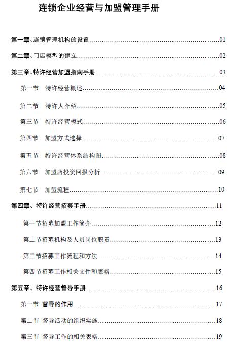连锁经营管理条例二十条,连锁加盟的管理标准
