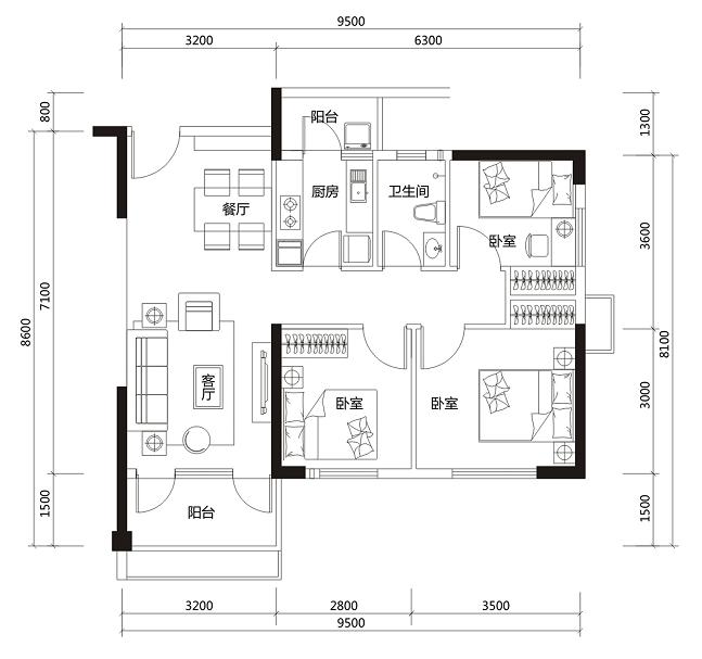 深圳龙华公租房三房户型,深圳市龙华新区公租房35平