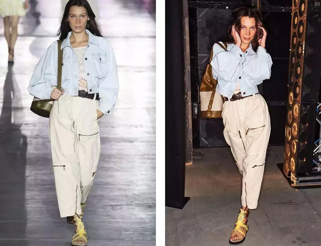 贝拉哈迪德穿深v套装,贝拉哈迪德夏季开衫