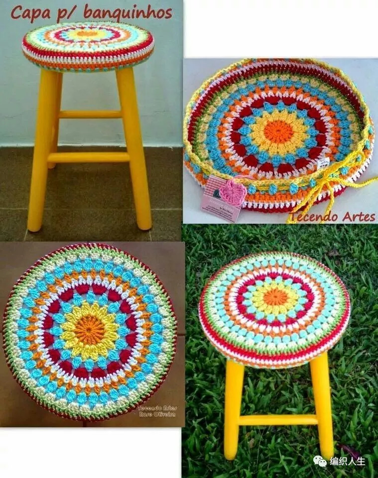 马蹄莲圆形坐垫钩针编织视频教程,钩针生命之花曼陀罗坐垫教程超清