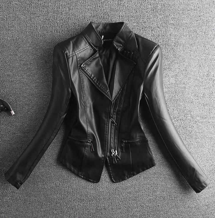 小皮衣外套短款搭配减龄,减龄小个子时尚皮衣短款