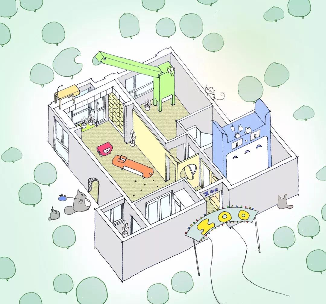 龙猫衣柜、猫桌、小熊柜,建筑师夫妇把80㎡精装房变萌萌哒家!