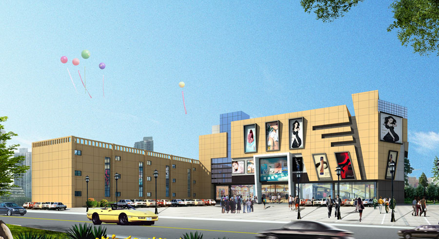 小型商场外观设计案例,商场建筑设计图纸及效果图大全
