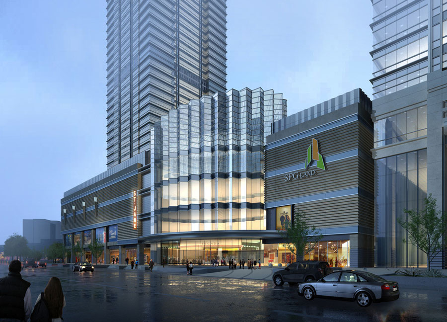 小型商场外观设计案例,商场建筑设计图纸及效果图大全