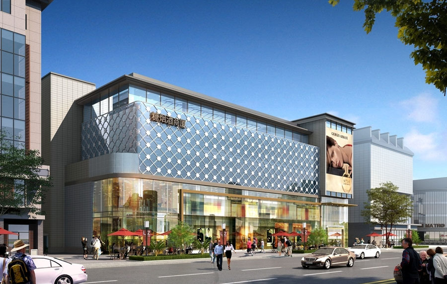 小型商场外观设计案例,商场建筑设计图纸及效果图大全